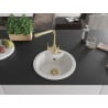 Mexen Diego chiuvetă de bucătărie din granit cu 1 compartiment și baterie de bucătărie Duero, alb - 6512-20-671600-50