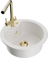 Mexen Diego egymedencés gránit mosogató Duero konyhai csappal, fehér - 6512-20-671600-50