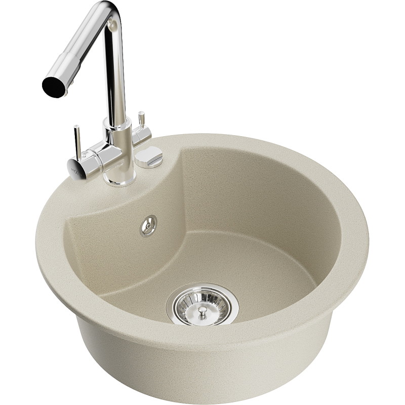 Mexen Diego Chiuvetă granit 1-cuptor cu baterie bucătărie Duero, bej - 6512-69-671600-00