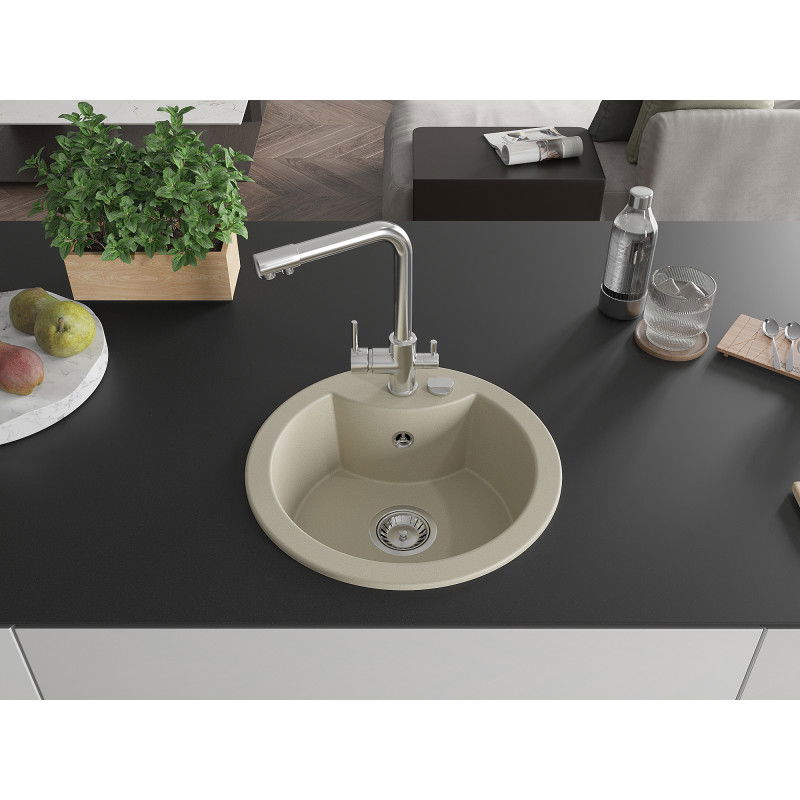Mexen Diego 1 rekeszes gránit mosogató Duero konyhai csappal, bézs - 6512-69-671600-00