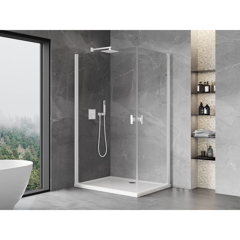 Mexen Mist-B Duo cabină de duș pivotantă 85 x 70 cm, transparentă, albă - 8A2-085-070-20-00