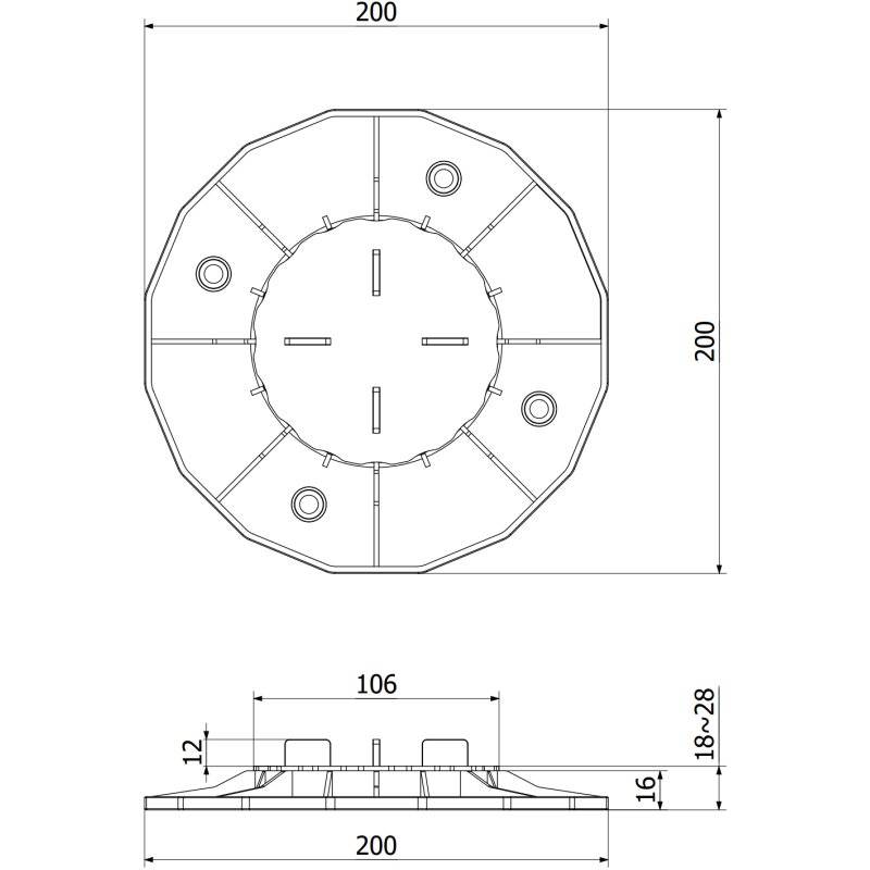 Mexen UniC suport terasă reglabil pentru plăci 18-28 mm - C9901-020-030 - C9902-018-028