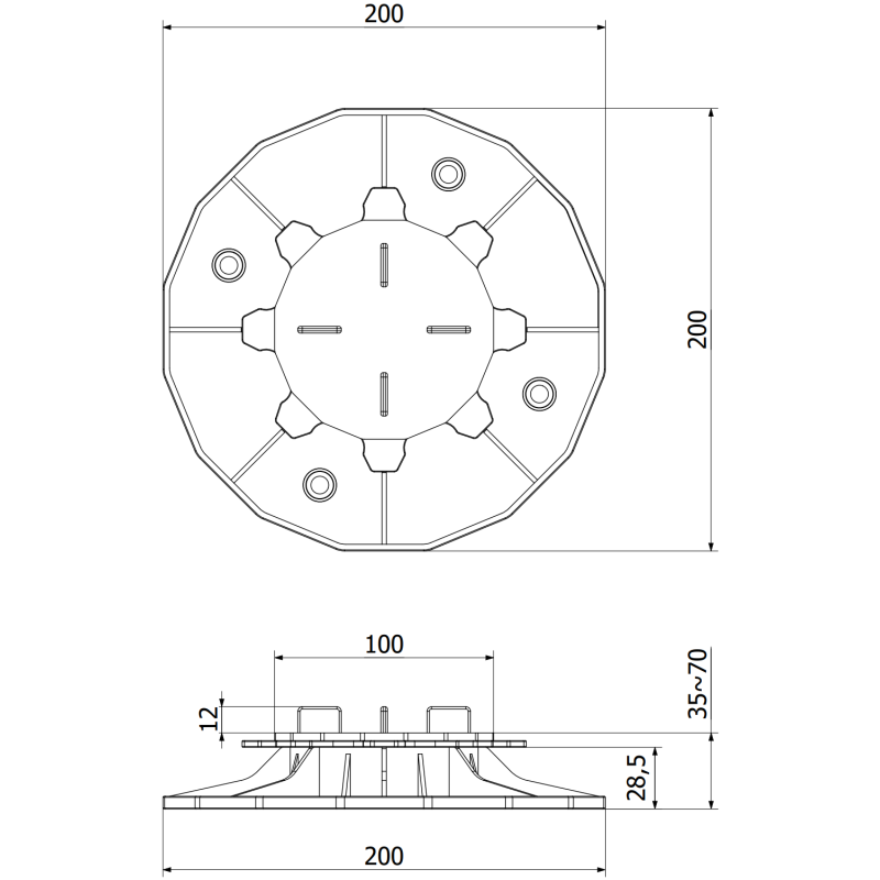 Mexen UniC suport terasă reglabil pentru plăci 35-70 mm - C9902-035-070