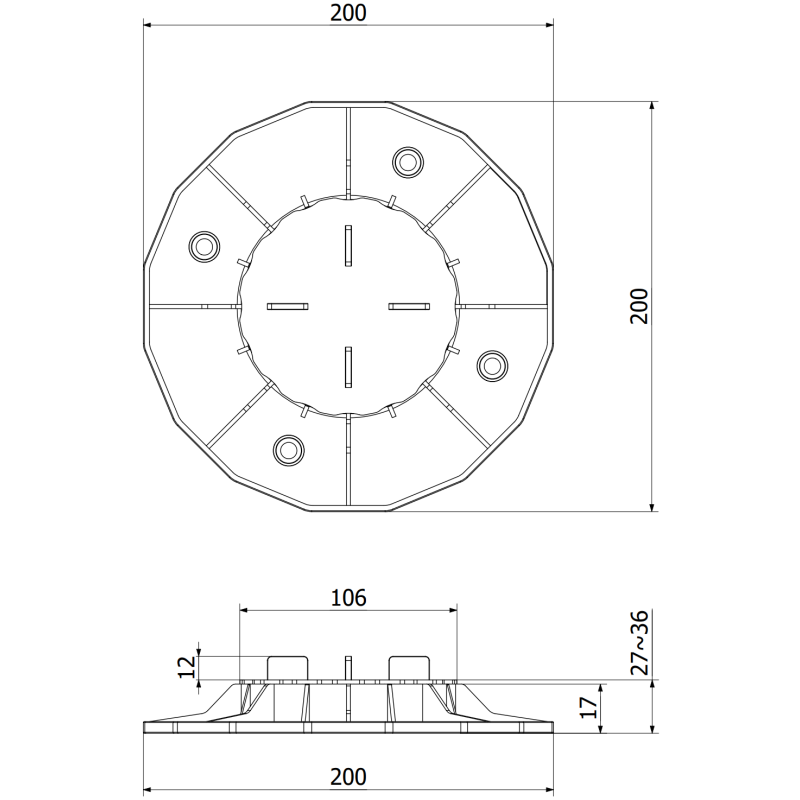 Mexen UniC suport terasat reglabil pentru plăci 27-36 mm - C9902-027-036