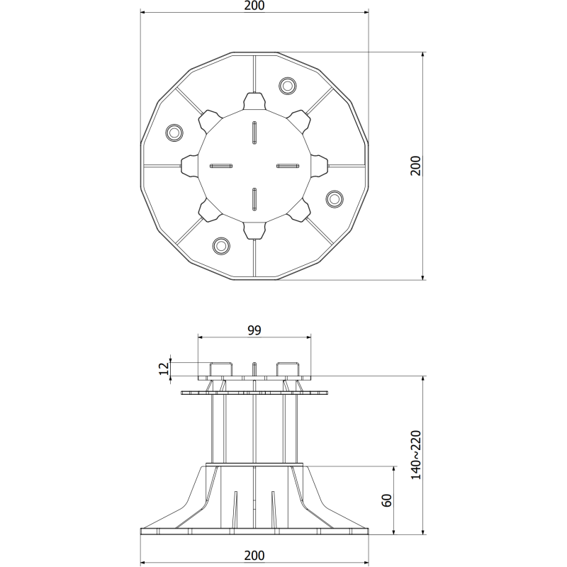 Mexen UniC állítható terasztámasz lapokhoz 140-220 mm - C9902-140-220