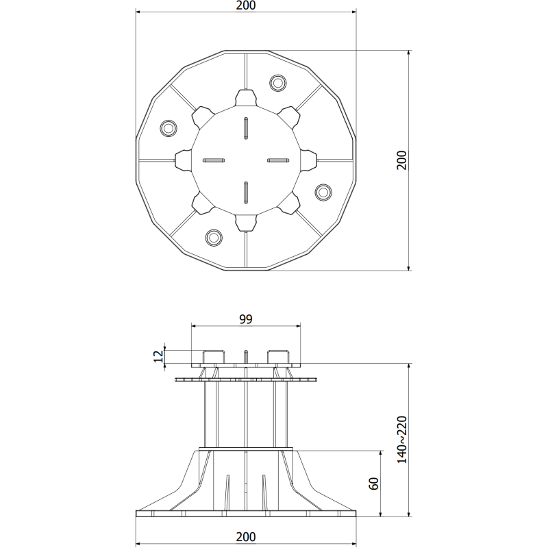 Mexen UniC suport terasă reglabil pentru plăci 140-220 mm - C9902-140-220