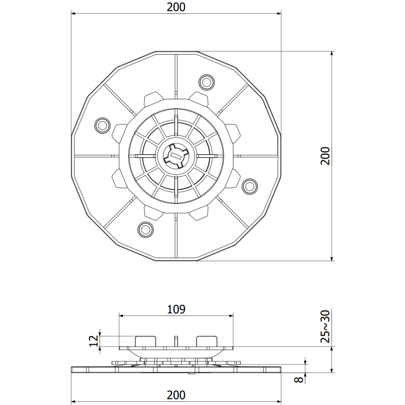 Mexen UniC suport terasă reglabil autolivrant pentru plăci 25-30 mm - C9903-025-030