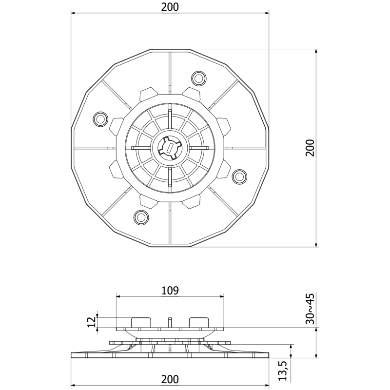 Mexen UniC suport de terasă reglabil auto-nivelant pentru plăci 30-45 mm - C9903-030-045