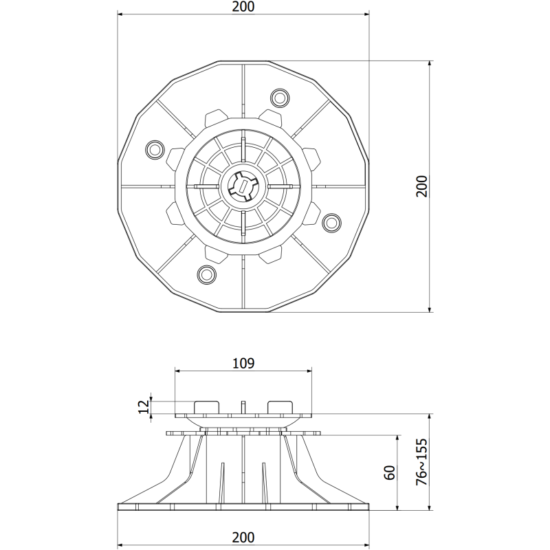 Mexen UniC suport de terasă reglabil auto-nivelant sub plăci 76-155 mm - C9903-076-155