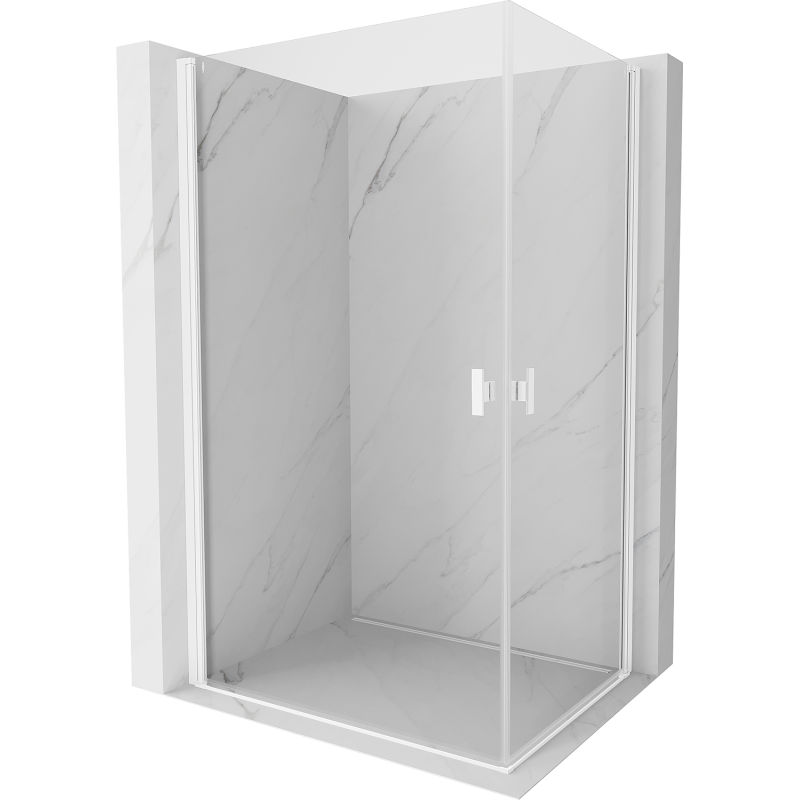 Mexen Mist-B Cabină de duș Duo cu uși batante 85 x 75 cm, transparentă, albă - 8A2-085-075-20-00