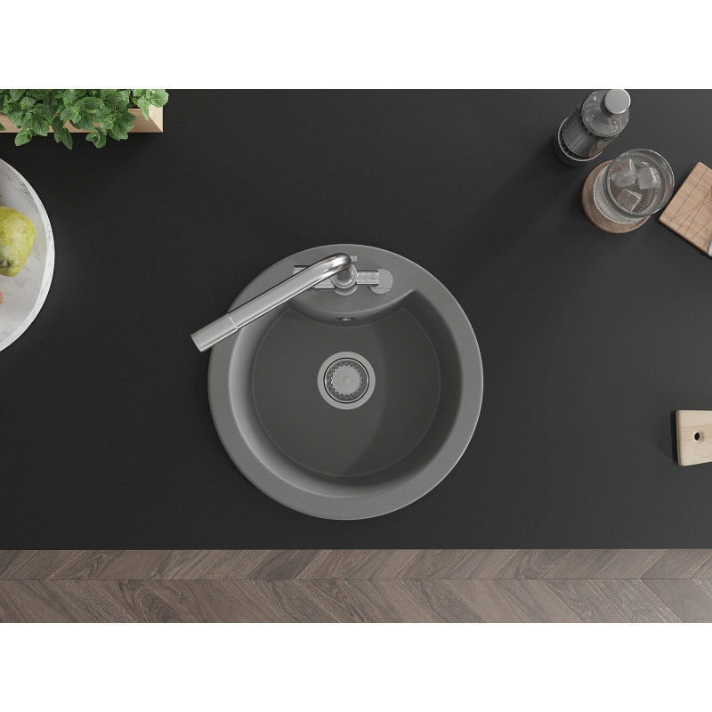 Mexen Diego egymedencés gránit mosogató Duero konyhai csappal, szürke - 6512-71-671600-00