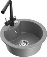 Mexen Diego 1 rekeszes gránit mosogató Duero konyhai csapteleppel, szürke - 6512-71-671600-70