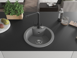 Mexen Diego 1 rekeszes gránit mosogató Duero konyhai csapteleppel, szürke - 6512-71-671600-70