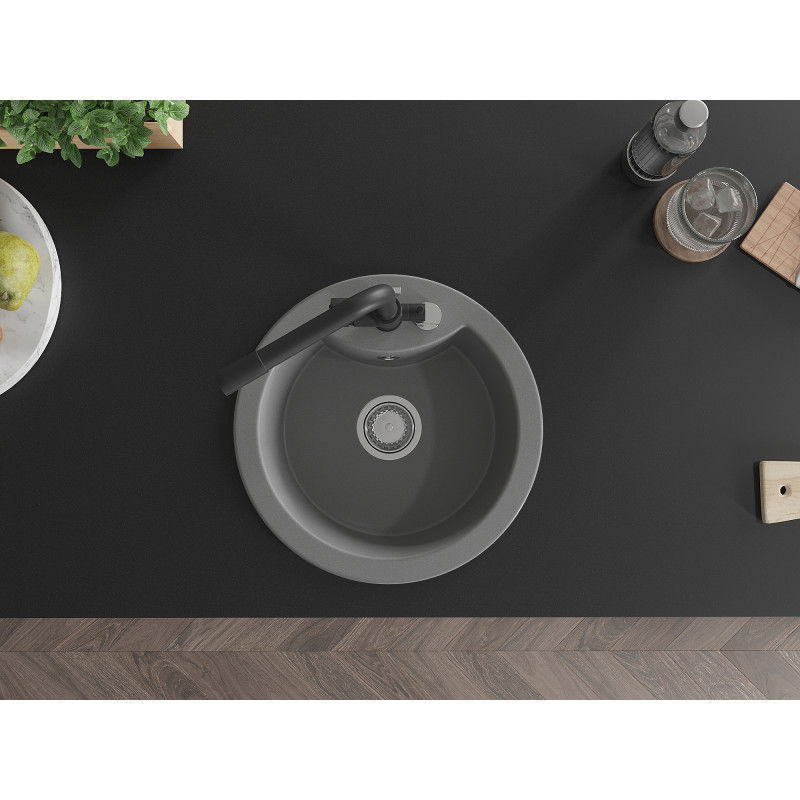 Mexen Diego 1 rekeszes gránit mosogató Duero konyhai csapteleppel, szürke - 6512-71-671600-70