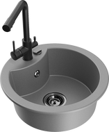 Mexen Diego egykamrás gránit mosogató Duero konyhai csapteleppel, szürke - 6512-71-671600-70-B