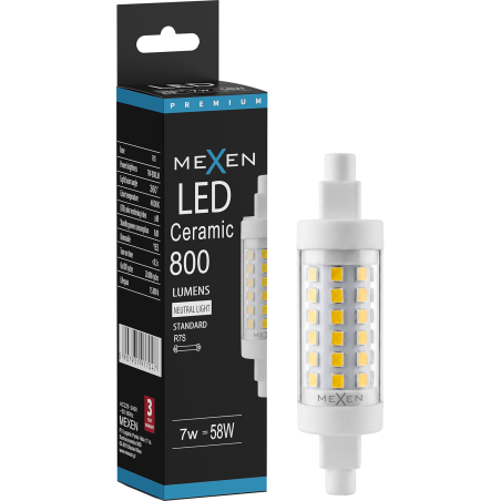 Mexen Vega LED izzó, R7S, 7W, Dimmerelhető, Semleges - 4000K, 800 lm - L125-R7S-0740-01