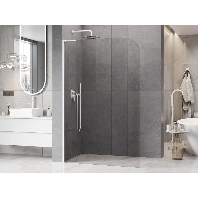 Mexen Kioto-P L Panou de duș Walk-in 80 x 200 cm, transparent 8 mm, alb - 800-080-103-20-00-P