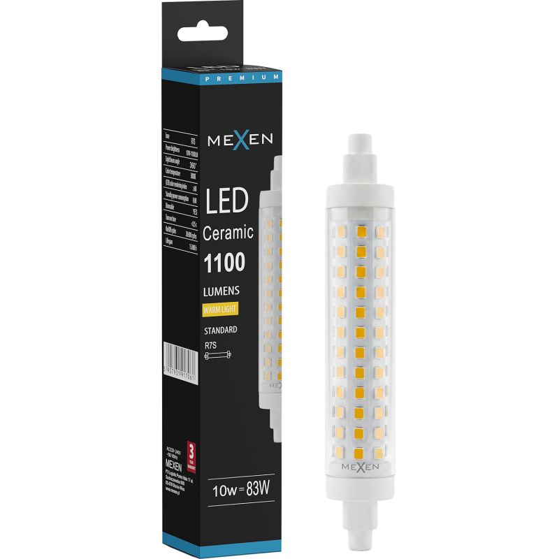 Mexen Vega Dimmelhető R7S LED izzó, 10W, Meleg - 3000K, 1100 lm - L125-R7S-1030-02