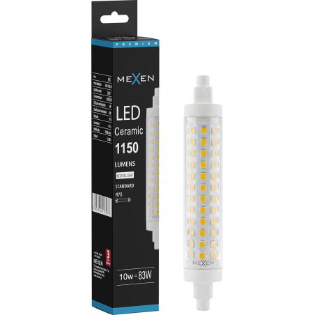 Mexen Vega Dimmelhető LED izzó R7S, 10W, Semleges - 4000K, 1150 lm - L125-R7S-1040-02