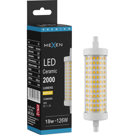 Mexen Vega Bec LED reglabil R7S, 18W, Cald - 3000K, 2000 lm - L125-R7S-1830-02