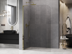 Mexen Kioto-P L Walk-in zuhanyfal, 120 x 200 cm, átlátszó 8 mm, arany - 800-120-103-50-00-P