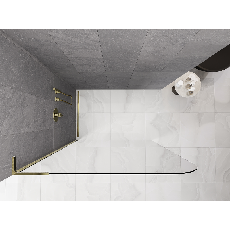 Mexen Kioto-P L perete de duș Walk-in 120 x 200 cm, transparent 8 mm, auriu - 800-120-103-50-00-P