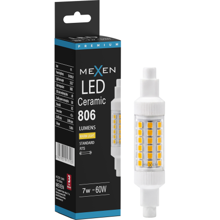 Mexen Vega LED izzó R7S, 7W, Meleg - 3000K, 806 lm - L126-R7S-0730-01