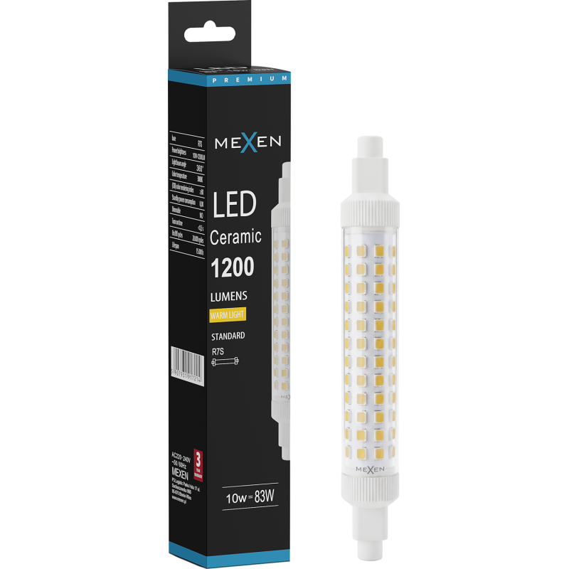 Mexen Vega Bec LED R7S, 10W, Caldă - 3000K, 1200 lm - L126-R7S-1030-02