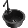 Mexen Diego chiuvetă granit 1-cameră cu baterie de bucătărie Duero, negru/metalizat argintiu - 6512-73-671600-70-B