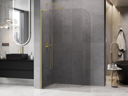 Mexen Kioto-P L Walk-in zuhanyfal 70 x 200 cm, átlátszó 8 mm, arany szálcsiszolt - 800-070-103-55-00-P
