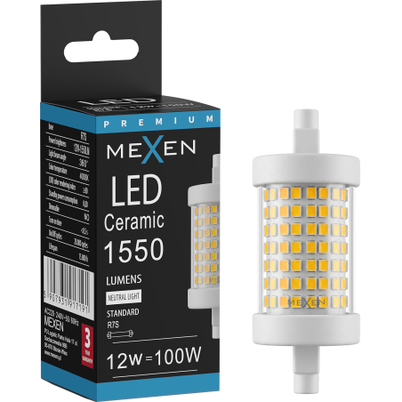 Mexen Vega LED izzó R7S, 12W, Semleges - 4000K, 1550 lm - L126-R7S-1240-01