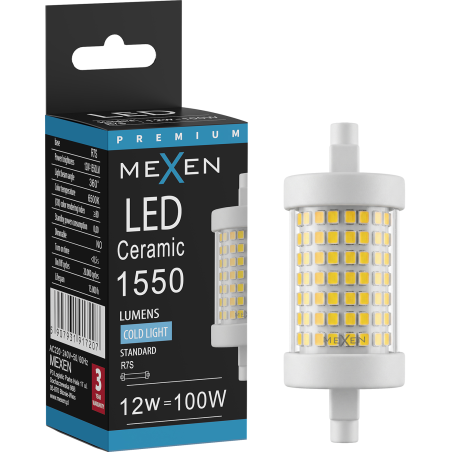 Mexen Vega Bec LED R7S, 12W, Rece - 6500K, 1550 lm - L126-R7S-1265-01