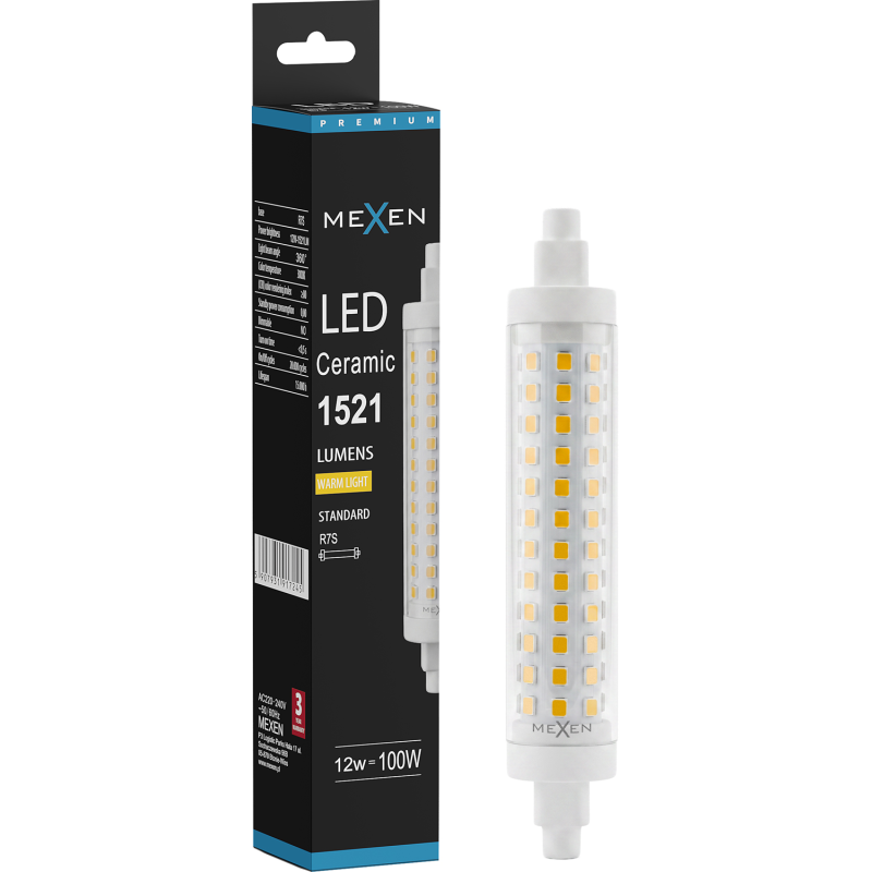 Mexen Vega Bec LED R7S, 12W, Cald - 3000K, 1521 lm - L126-R7S-1230-02