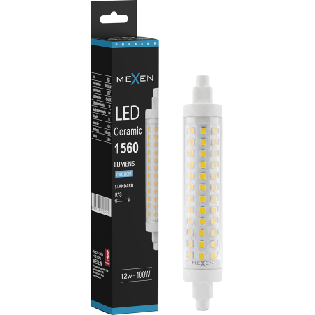Mexen Vega LED izzó R7S, 12W, Hideg - 6500K, 1560 lm - L126-R7S-1265-02