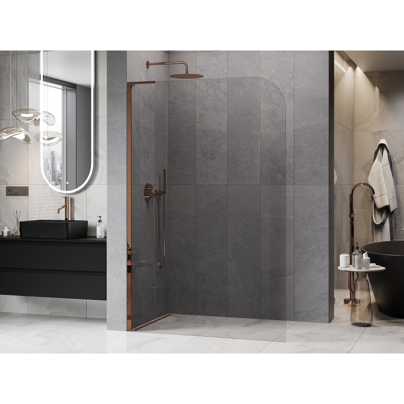 Mexen Kioto-P L Walk-in zuhanyfal 80 x 200 cm, átlátszó 8 mm, rózsaarany - 800-080-103-60-00-P