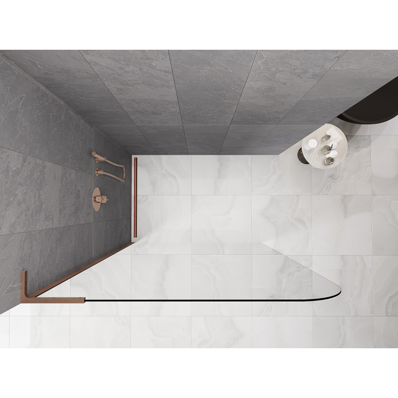 Mexen Kioto-P L Perete de duș Walk-in 70 x 200 cm, transparent 8 mm, cupru periat - 800-070-103-65-00-P