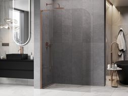 Mexen Kioto-P L Walk-in zuhanyfal 120 x 200 cm, átlátszó 8 mm, kefe réz - 800-120-103-65-00-P