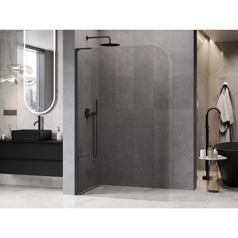 Mexen Kioto-P L Perete de duș Walk-in 70 x 200 cm, transparent 8 mm, negru - 800-070-103-70-00-P