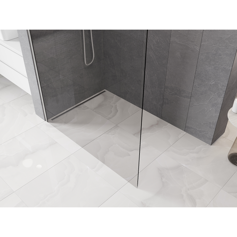 Mexen Kioto-P L Walk-in zuhanyfal 80 x 200 cm, átlátszó 8 mm, kefélt nikkel - 800-080-103-97-00-P