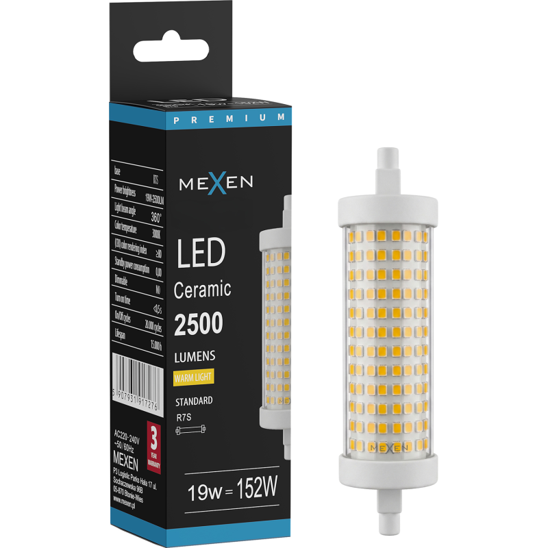 Mexen Vega LED izzó R7S, 19W, Meleg - 3000K, 2500 lm - L126-R7S-1930-02