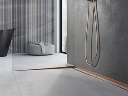 Mexen Line-B pieptănă de sticlă 180 cm stânga, cupru periat - 186504180L