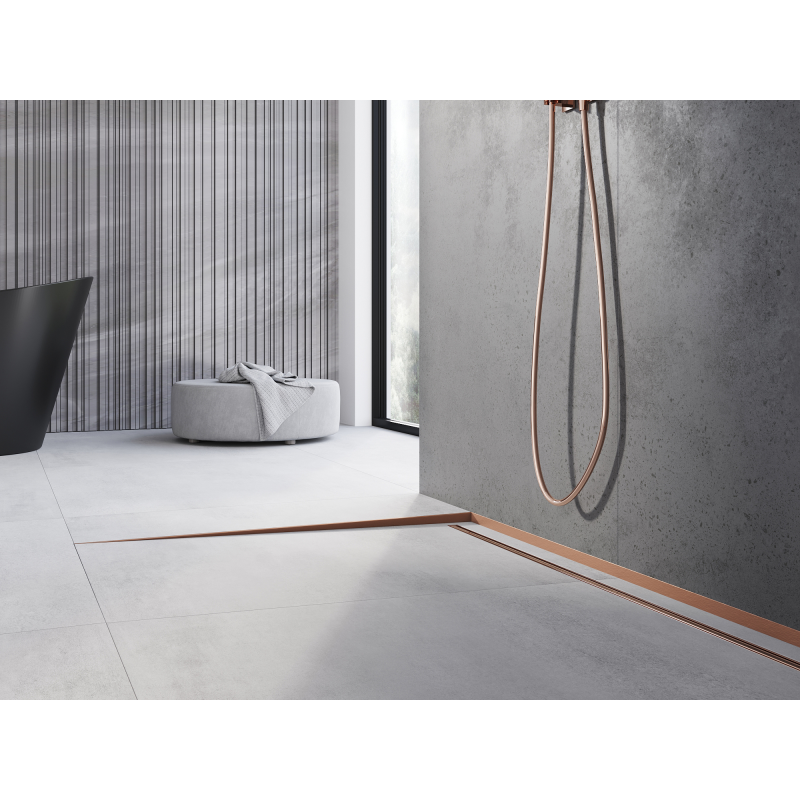 Mexen Line-B plintă de pardoseală înclinată 180 cm stânga, cupru periat - 186501180L