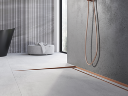 Mexen Line-B plintă de pardoseală înclinată 180 cm stânga, cupru periat - 186501180L