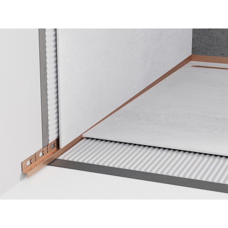 Mexen Line-B falburkolat fal melletti 180 cm bal, kefélt réz - 186502180L