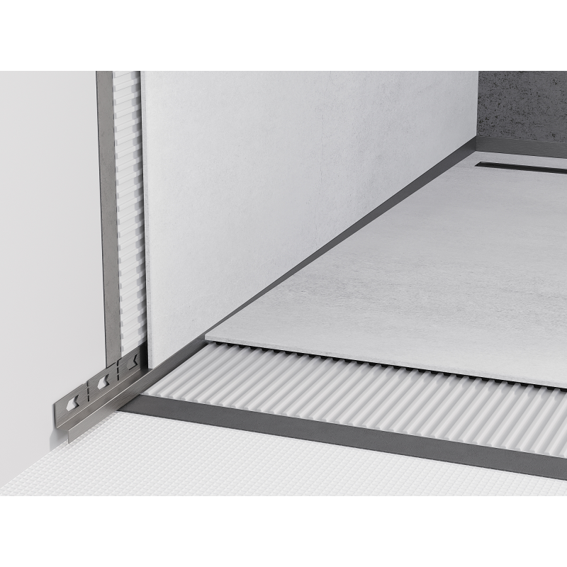 Mexen Line-B plintă înclinată de perete 180 cm stânga, gri armat periat - 186602180L