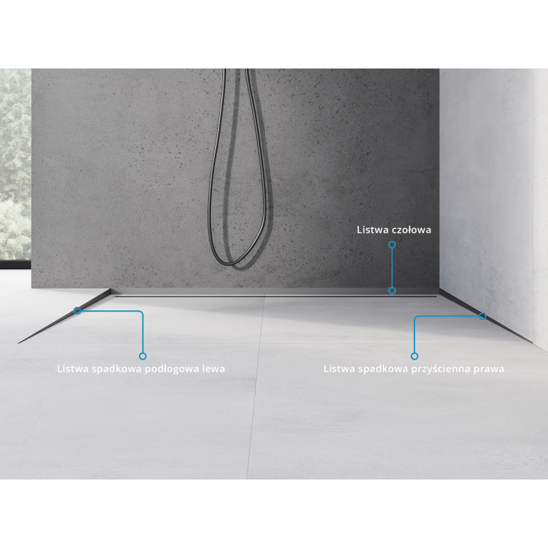 Mexen Line-B plintă înclinată de perete 120 cm dreapta, gri armă periat - 186602120R