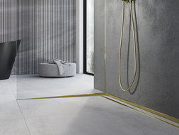 Mexen Line-B plintă înclinată pentru sticlă 120 cm stânga, aurie - 185004120L
