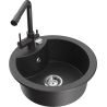 Mexen Diego chiuvetă de granit cu 1 compartiment și robinet de bucătărie Duero, negru cu pete - 6512-76-671600-76