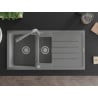 Mexen Andres chiuvetă din granit cu 1,5 camere cu scurgător și baterie de bucătărie Duero, gri - 6515-71-671600-71