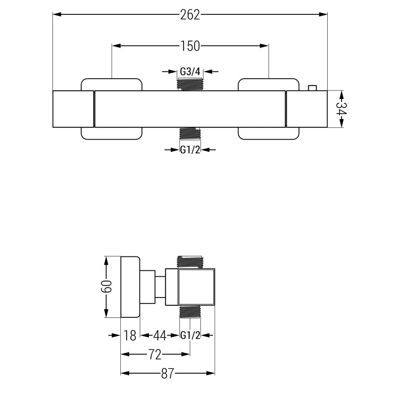 Mexen Cube termosztatikus zuhanycsaptelep, gun gray kefélt - 77250-66